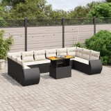 Cumpara ieftin Set canapele de grădină cu perne, 11 piese, negru, poliratan