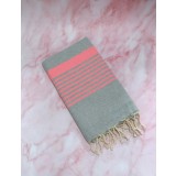 Prosop Plajă | Fouta |Tunis Gri Cu Dungi Roz 200 x 100 cm