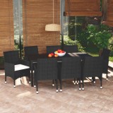 Cumpara ieftin Gossi set mobilier de gradina cu perne, 9 piese, negru, poliratan