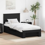 vidaXL Cadru de pat cu headboard Negru 90 x 200 cm Lemn compozit 3408796