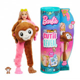 Papusa Barbie, Seria Jungle, Cutie Reveal, Monkey, 10 surprize, HKR01