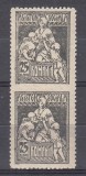 ROMANIA 1921 ASISTENTA SOCIALA TIMBRE DE AJUTOR 25 BANI NEGRU EROARE PERECHE NEDANTELATA ORIZONTAL GUMA ORIGINALA STARE MNH/SARNIERA