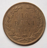 10 BANI 1867 HEATON . DETALII FOARTE FRUMOASE ., Cupru (arama)
