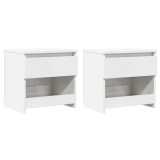 VidaXL Noptiere, 2 buc., alb extralucios, 40x30x39 cm, PAL