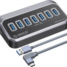 Hub USB ORICO 10Gbps cu 4 porturi USB A, hub USB 3.2 Gen 2 cu cablu USB-C de 1.6