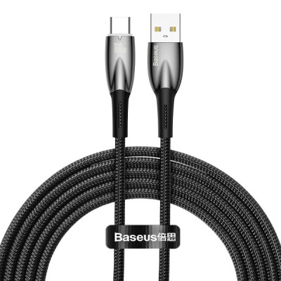 Cablu Date si Incarcare USB-A - USB-C Baseus Glimmer Series, 100W, 2m, Negru CADH000501 foto