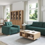 vidaXL Set canapea, 3 piese, perne verde &icirc;nchis, textil