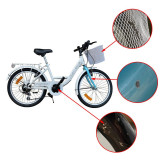 Bicicleta de oras, 20 inch, cadru otel, 6 viteze, cos cumparaturi, portbagaj, alb, RESIGILAT