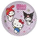 Farfurii de Petrecere Carton Lila cu Model Hello Kitty &amp; Friends &Oslash;23cm - Set de, CMCLASS