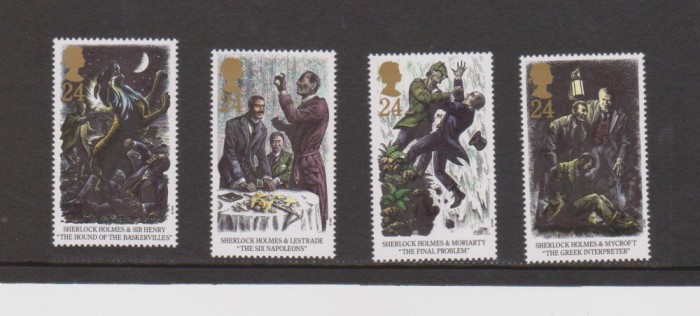 4 marci postale nestampilate Sherlock Holmes