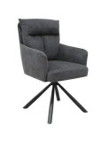 Scaun rotativ living KL Skarlet, metalic, tapitat cu stofa,100 kg, 60x67x93 cm, gri inchis
