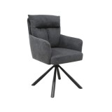 Scaun rotativ living KL Skarlet, metalic, tapitat cu stofa,100 kg, 60x67x93 cm, gri inchis