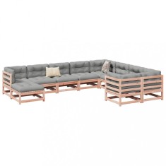 vidaXL Set canapele gradina cu perne, 10 piese lemn masiv brad douglas foto
