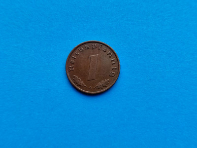 1 Pfennig 1937 lit. A -Germania-stare buna-patina- foto