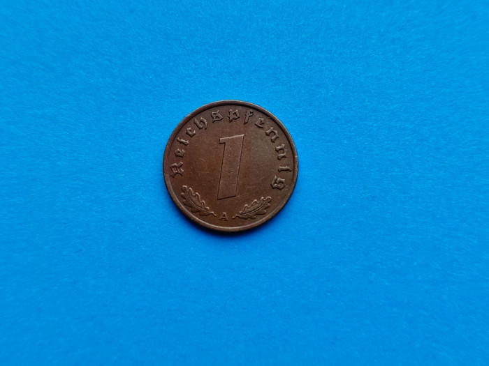1 Pfennig 1937 lit. A -Germania-stare buna-patina-