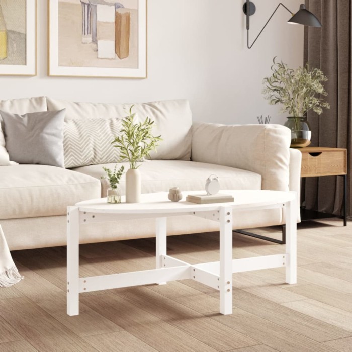 vidaXL Măsuță de cafea, alb, 118x63x45 cm, lemn masiv de pin 822318