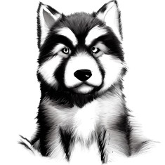 Sticker decorativ Caine Husky, Negru, 68 cm, 8142ST foto