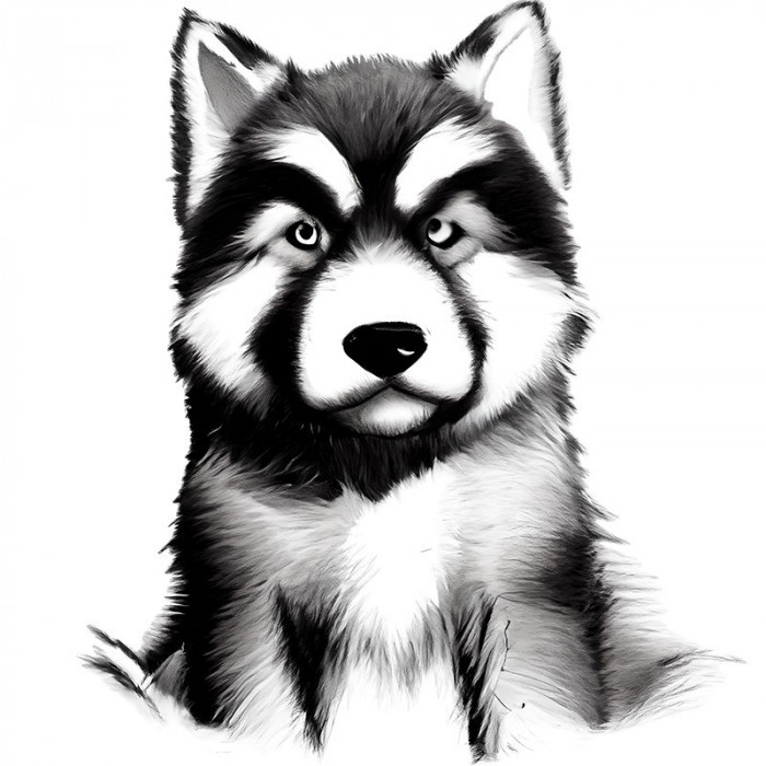 Sticker decorativ Caine Husky, Negru, 68 cm, 8142ST