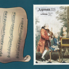 Ajman 1969-Muzica,Personalitati,compozitori,Mozart-colita nedant.,MNH,Mi.Bl.113B