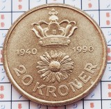 1154 Danemarca 20 kroner 1990 Margrethe II (50th Birthday) km 870, Europa