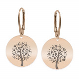 Nome - Cercei personalizati copac banut cu leverback din argint 925 placat cu aur roz