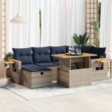 VidaXL Set canapele grădină perne 7 piese gri, poliratan/lemn acacia 3328139