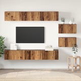 vidaXL Bibliotecă TV cu depozitare cu ușă 8 pcs Lemn vechi 60 x 30 x 30.5 cm