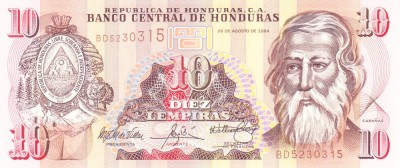 Bancnota Honduras 10 Lempiras 2004 - P86c UNC foto