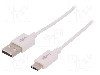 Cablu USB A mufa, USB C mufa, USB 2.0, lungime 1m, alb, Goobay - 45563