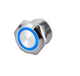 Intrerupator buton SW1 OFF-(ON) fara retinere metal 12mm 12-24V LED albastru