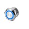 Intrerupator buton SW1 OFF-(ON) fara retinere metal 12mm 12-24V LED albastru