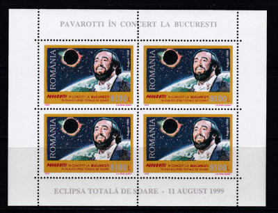 RO 1999 ,LP 1489a ,&amp;quot;Pavarotti la Buc./Eclipsa&amp;quot;, serie bloc de 4 , MNH foto