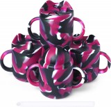 Set de 4 cani pentru bebelusi Lyasil, silicon, negru/violet/alb, 14 x 14 cm