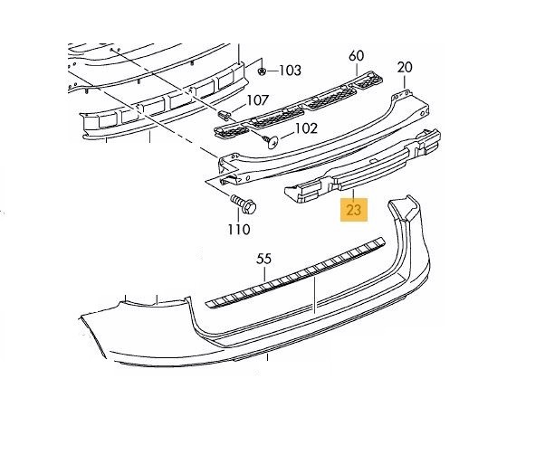 Absorbant bara spate VW TOUAREG (7P5), 04.10-07.2014 partea centrala, cod OE VAG 7P6807256C