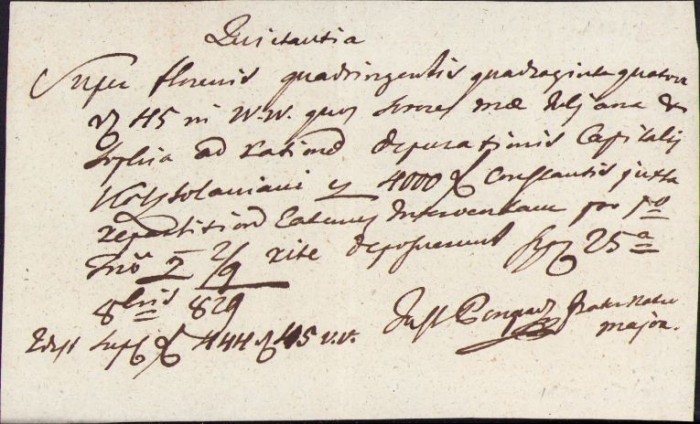 A319 Chitanță olografă, 1829, &icirc;n limba latină