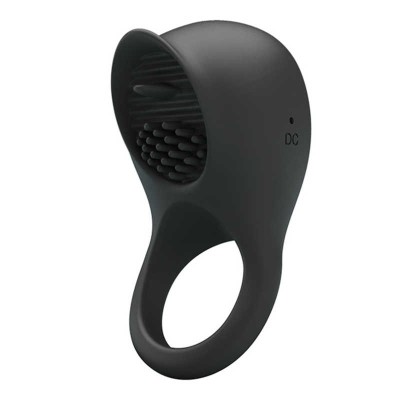 Inel de Penis cu Stimulator Clitoris Shaking USB Negru foto