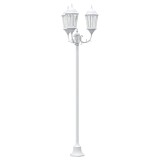 St&acirc;lp Lumină Grădină vidaXL Alb Aluminiu Sticlă 241cm 3 Lămpi LED IP44