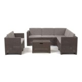 Set mobilier gradina colt City Big, 7 persoane, maro, ratan sintetic, rezistent UV