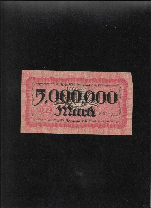 Germania 5000000 5.000.000 marci mark 1923 Wurttemberg seria007911