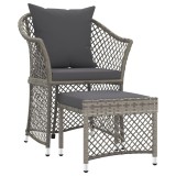Cumpara ieftin Set mobilier de gradina cu perne, 2 piese, gri, poliratan