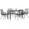 Gossi set de sufragerie de gradina 5 piese neagra sticla poly rattan