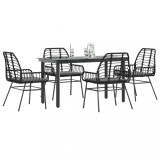 Gossi set de sufragerie de gradina 5 piese neagra sticla poly rattan