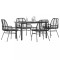 Gossi set de sufragerie de gradina 5 piese neagra sticla poly rattan