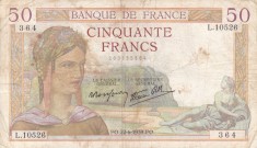 FRANTA 50 francs 22-6-1939 VF!!! foto