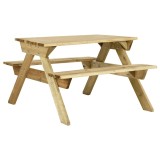vidaXL Masă de picnic cu bănci, 110x123x73 cm, lemn de pin tratat 318398