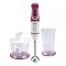 Blender de mana Heinner, 600 W, 5 viteze, vas 700 ml, functie turbo, mini-tocator, Alb/Visiniu