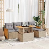 VidaXL Set canapele grădină cu perne 6 piese bej poliratan/lemn acacia 3327699