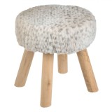 Taburet, Model Puf, Material Lemn, Culoare Gri, Dimensiuni 30x30x33 cm