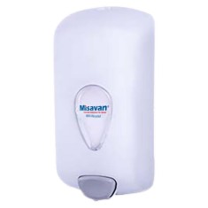 Dozator pentru sapun lichid Eco-Line, 1 litru, sistem anti-picurare, inchidere de siguranta cu cheie, alb