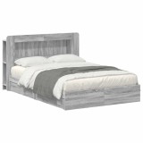vidaXL Cadru de pat cu depozitare cu sertar Sonoma gri 140 x 200 cm 3433662